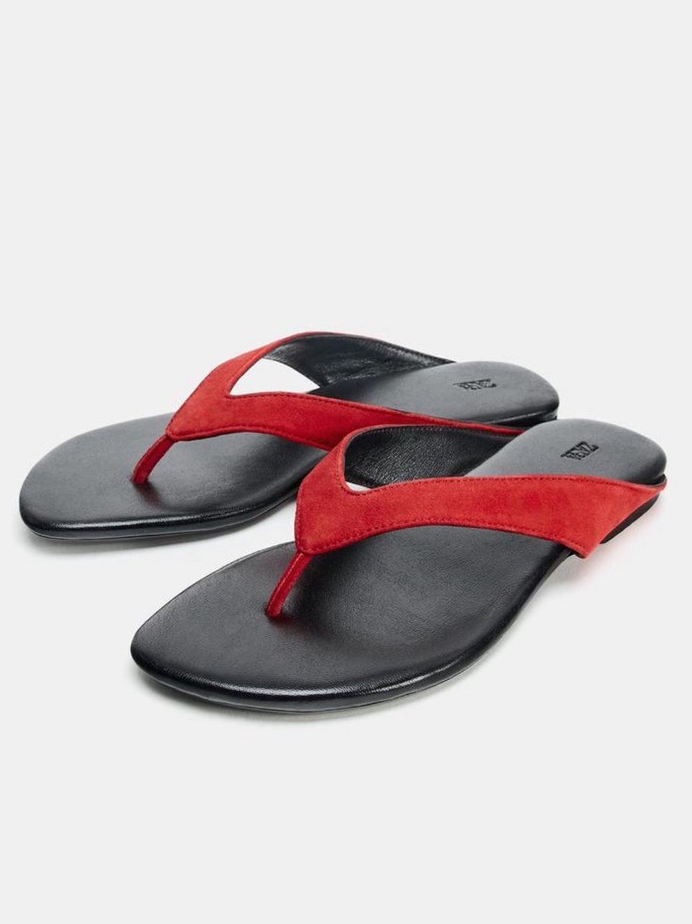 Zara NWT red suede leather thong sandals size 37 / 6.5